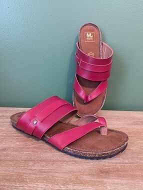 Mark Jenkins Pink Leather Multi Strap Strappy Slide Sandals Size 9